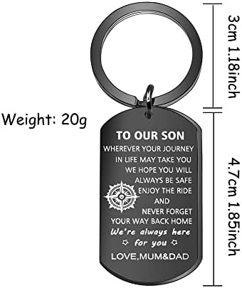 ROYCCG Son Keyring Keychains Keyfob for Mens Son Gifts from Mum and Dad Motivation Keyring for Son's Graduation Birthday Present