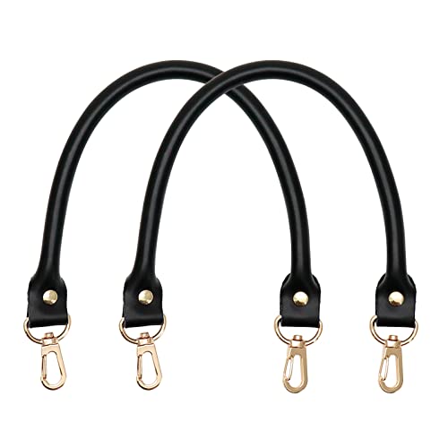 Poignées de rechange pour sac à main cuir noir Semetall lot de 2 anses de finition supérieure
