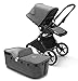 Bugaboo Lynx - Passeggino leggero e compatto, pieghevole, per neonati e bambini, con sospensioni anteriori, pieghevole con una sola mano, autoportante, tettoia, in nero con tessuto grigio melange
