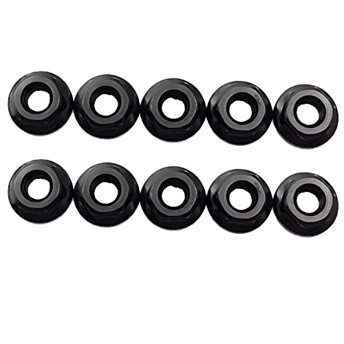Fainwan 4MM-SERRATED-BLACK-10PCS 10 Pcs M4 Hex Self Lock Nuts 4Mm Cnc Aluminum Flanged Nylon Lock Nut Self Locking Metal Nuts Black Forrc Car Truck Buggy Crawler Drifting Wheels thumb #1