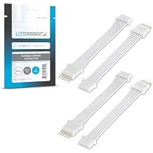 Litcessory Flexible Corner Connector/Extension Cable for Philips Hue, Solo Lightstrip 2in, 4 Pack, White - Micro 6-PIN V4 / Solo Lightstrip