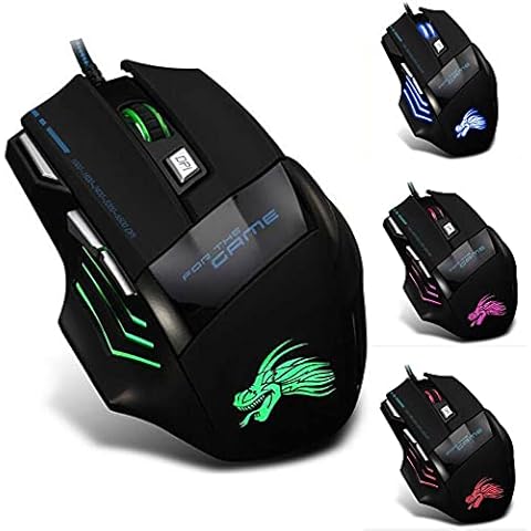 ANDROSET 5500DPI Wired Gaming Mice Mouse RGB Flowing Backlit Light for PC Laptop Computer Cover