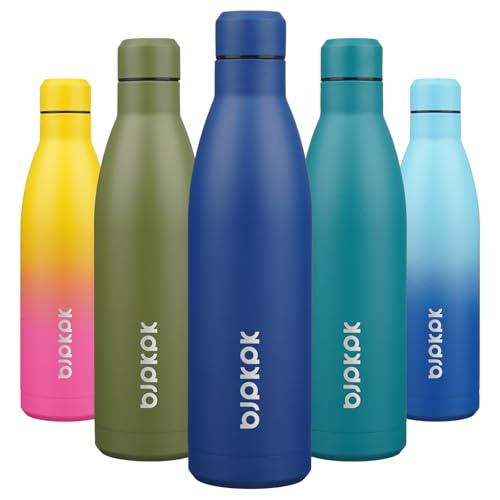 Image of BJPKPK 25 oz Insulated Stainless Steel Water Bottle, Metal Sports Flask | Double Wall Vacuum, Leak Proof, Keeps Hot /Cold, BPA Free, Dishwasher Safe, Cupholder Friendly, Travel, Blue