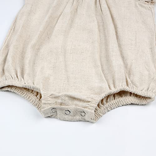 HOOLCHEAN Baby Girls Cotton Linen Plain Ruffles Sleeveless Bodysuits4