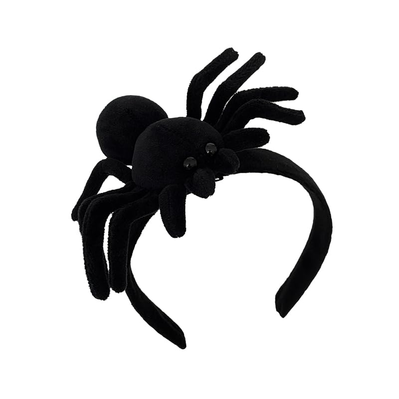 June Bloomy Women Halloween Spider Headband Glitter Spider Web Headdress Theme Party Headpiece