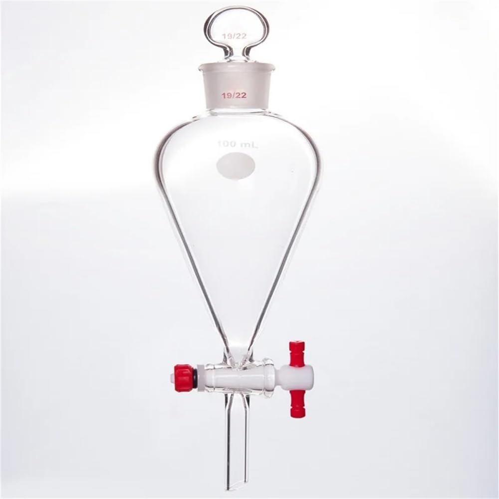 Narzędzia laboratoryjne i sprzęt Lejek separujący 10 ml-125 ml Górny przegub Dolna gałąź Rura szklana górna pokrywa 2 mm Otwór zaworu PTFE F47(125mL-F474125A)