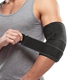 Cozyhealth Elbow Brace for Tendonitis Women Men, Tennis Elbow Compression Sleeve Wrap Support, Golfer's Elbow, Bursitis, Sprains, Strains, Sports Injury Recovery Joint (Regular - Black)