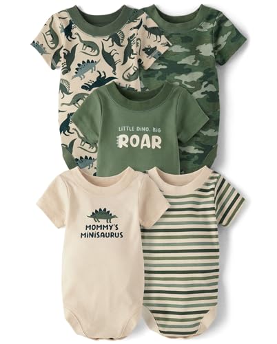 Image of The Children's Place Baby Boys' And Newborn Short Sleeve Bodysuits, Multipacks