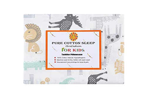 Ibrafashion Toddler Pillowcases 2 Packs 14X19 For 13X18, 12X16 Pillow 100% Cotton Wild Animals Printings Set Of 2 #TOP1