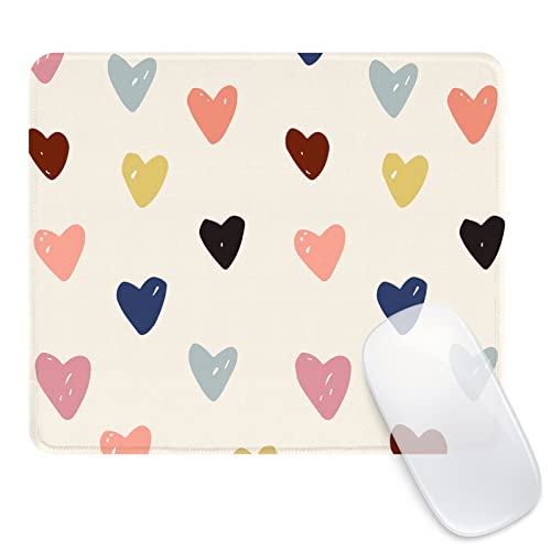 Ksriylm Square Funny Cute Mouse Pad,Office Home Personalized Mouse Mat Design,Waterproof Mousepad, Non-Slip Rubber Base Computer Mouse Pads for Wireless Mouse,Colourful Heart