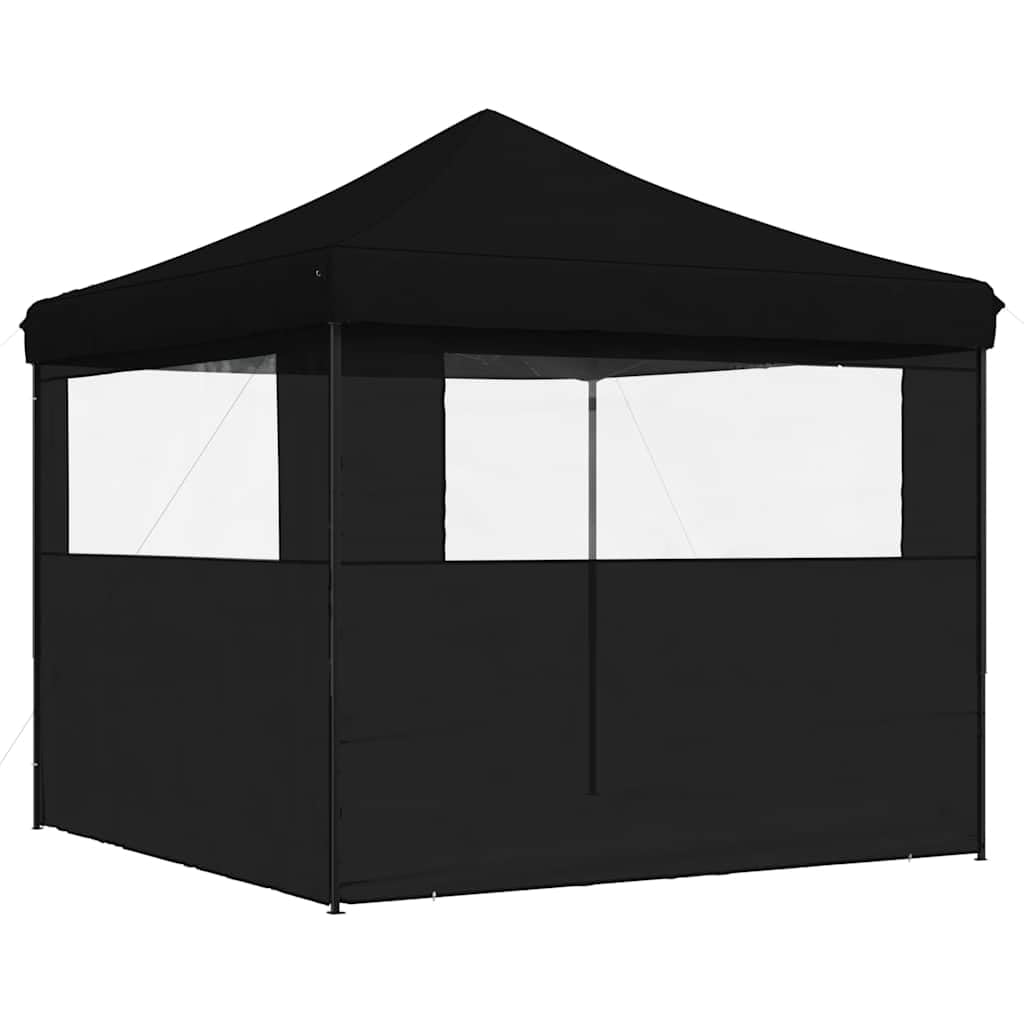 Namiot Pop-up 292 x 292 x 315 cm, czarny, 2 ściany | Stalowy stelaż malowany proszkowo, tkanina Oxford z powłoką PCW, 4 liny i 8 śledzi, w zestawie