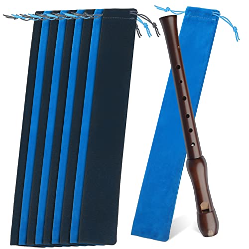 JOINPAYA 10 Pack Blue Recorder Storage Bag Suede Lining Flute Case Soft Carrying Pouch for Boys and Girls