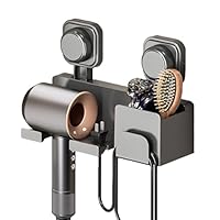 Föhn Halterung, Fönhalter Ohne Bohren mit Kabelhalter und Aufbewahrung, Fönhalter Wandbefestigung, Badorganizer Multifunktional für Hotel Wohnzimmer Barbershop, Passen die Meisten Haartrockner