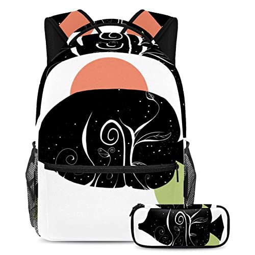 Sac à dos noir avec trousse lot de 2 pour écoliers et adolescents