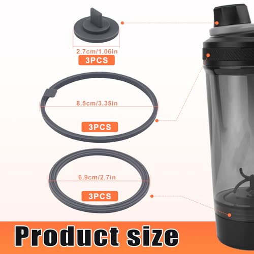 BOXOB 9 Teiliger Dichtungsersatz für die VOLTRX Elektrische Protein Shaker Flasche 24 oz, Silikon Dichtungsring Auslaufsichere Dichtungen BPA-Freies Ersatzdichtungsteil für Ausgussdeckel