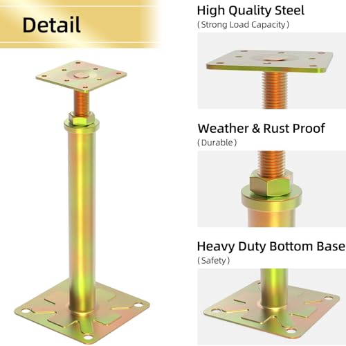 IRENPORU 4 Pack House Jacks for Leveling Adjustable Floor Jack Post Floor Jack for House Foundation Jacks for Leveling Telescoping Jack for Temporary Support Adjustable Range 11 inch - 16 inch by IRENPORU - Image 5