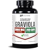 Healthfare Graviola Soursop Extract 5000mg | Annona Muricata | 200 Vegan Capsules | High Potency Leaf & Fruit Blend | Non-GMO | Gluten-Free | Made in USA