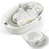 Faltbare Babybadewanne – Babybadewanne mit Thermometer & Kissen | Tragbare Reisebadewanne für Neugeborene | Faltbare Kleinkind-Badewanne für Baby