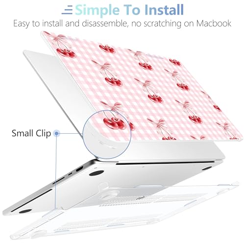 Image of MEEgoodo Case for MacBook Pro 14 inch (M5 /M4 /M3 /M2 /M1) Pro /Max 2026 2025 2024 2023 2021, Case Fit Model A3427 /A3426 /A3434 /A3112 /A3401 /A3185 /A2918 /A2992 /A2779 /A2442,Pink Checkerboard&Cherries
