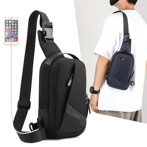 Sling Bag for Men/Women, Waterproof Utility Crossbody Backpack Chest Bag for Everyday Carry，Travel，Sports，Running (Black)2