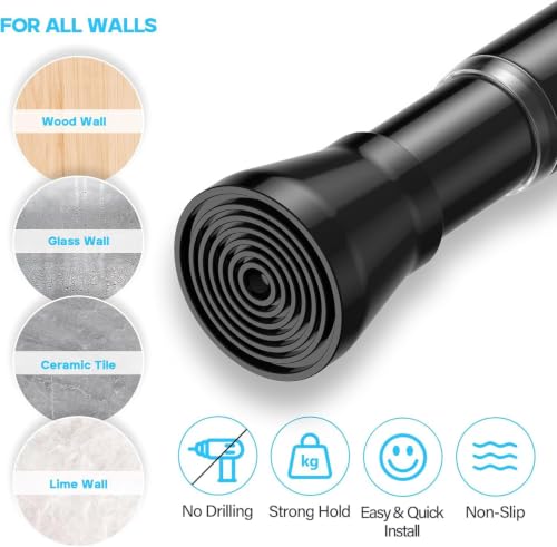 Image of AIZESI Spring Tension Rods Adjustable Tension Curtain Rod Small Tension Rod No Drilling Expandable Spring Loaded Curtain Tension Rod(Black,36 inch to 63 inch-4Pcs)