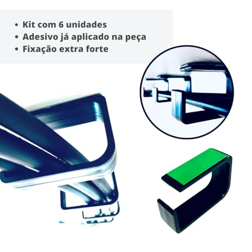 Organizador de cabos e fios para mesa oculto kit com 6 unidades Marca: Abcfixadores