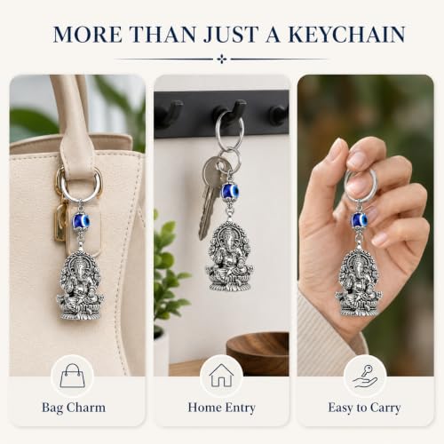 Image of Premium Turkish Evil Eye Keychain for Car, Bike & Home | Nazar Protection Keychain, Good Luck Charm | Spiritual Metal Key chain for Men & Women