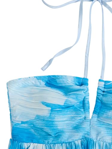 Image of SOLY HUX Women's Tie Dye Cami Dress Halter Backless Sleeveless A Line Short Summer Dresses Sundress