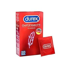 Durex Gefühlsecht Kondome, hauchzartes Kondom für intensives Empfinden, 1 x 20 Stück,Classic, Gummi
