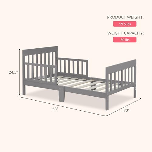 Image of Dream On Me Finn Toddler Bed, GREENGUARD Gold, Pinewood, Steel Grey