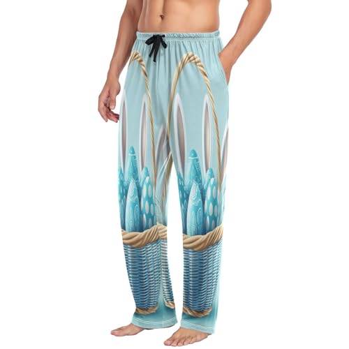 ALAZA Men's Eggs in A Basket Beautiful Bunny Ears Sleep Pajama Pant4