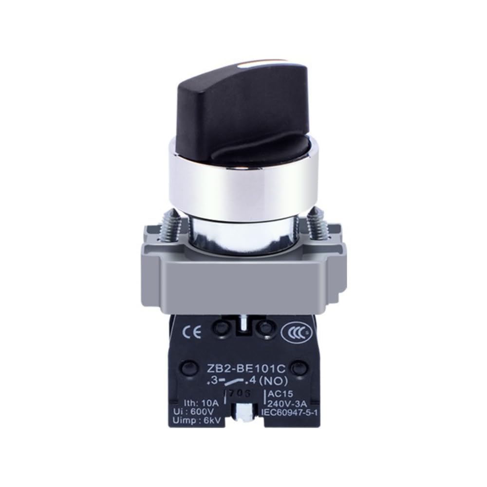 10 Pièces 1 NO Interrupteur 2 Positions Sélecteur à Verrouillage | 600V 10A Commutateur Rotatif pour Contrôle de Machine