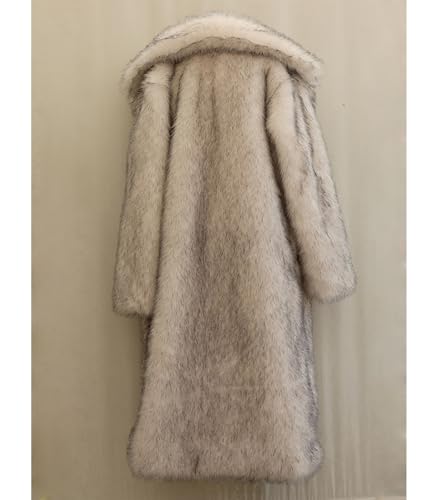 INVACHI Men's Faux Fur Coat Winter Long Faux Mink Coat Fluffy Thick Trench Coat for Men2