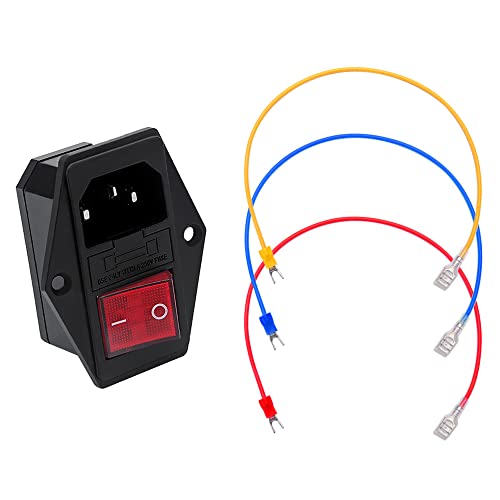 YIXISI 10A 250V Interrupteur à Bascule de Puissance, Prise Encastrée pour Imprimante 3D, AC Prise d'alimentation du Module d'entrée IEC320 C14, avec 10A...