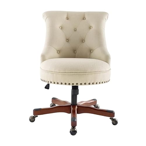 Linon Sinclair Wood Upholstered Adjustable Office Chair In Beige #TOP3