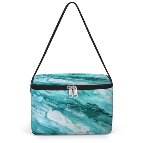 GzLeyigou Green Marble Texture Lunch Bags for Women Men 9 Cans, Hot & Cold Food Delivery Bag Insulated Grocery Bag Insulated Lunch Box Natural Cooler Bag for Office Work Picnic Beach