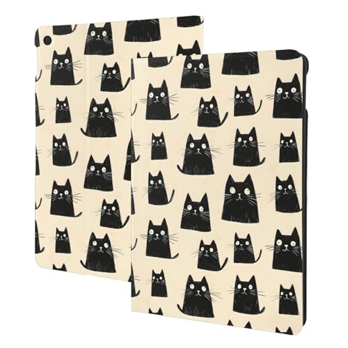 Housse iPad 10.2 support folio imprimé chats mignons noir protection iPad 8