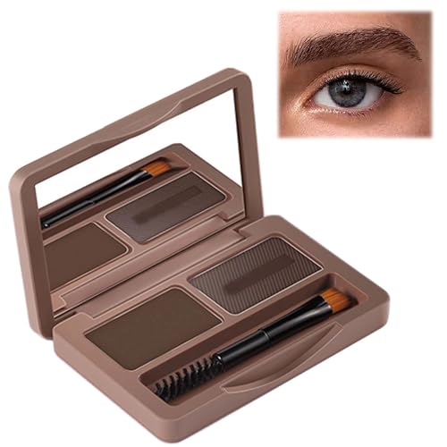2in1 Eyebrow Powder Kit with Palette, Pencil, Pomade & Tint - Medium Brown & Dark Brown Shades for Dye, Touch Ups & Contouring of Brows, Hairline & Face