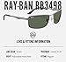 Ray-Ban RB3498 Rectangle Shaped Non-Polarized Sunglasses for Men – Includes Official RAYBAN Eyewear Kit – Ideal Formal & Casual Wear Sunglasses – G-15 Green Lens