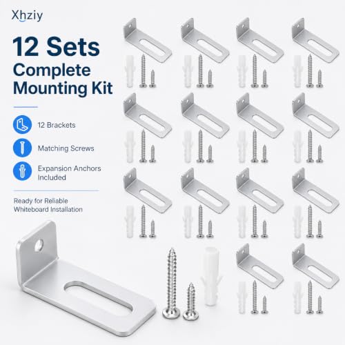 Xhziy 12 Sets White Board Hanging Kit with L-Shaped Mounting Brackets by Xhziy - Used condition - Image 6