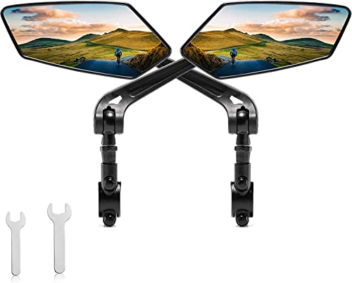 2 Pcs Handlebar Bike Mirror, 360 Degree Adjustable Rotatable Bicycle Mirrors E-Bike Rear View Mirrors, For Handlebars, Safe Wide Angle Hd Glass Bike Side Mirrors #TOP10