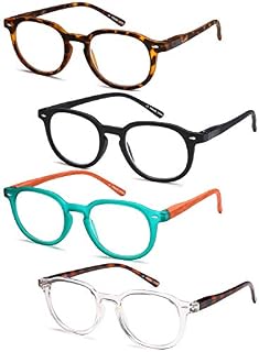 Gamma Ray Reading Glasses - 4 Pairs Flex Round Readers for Women