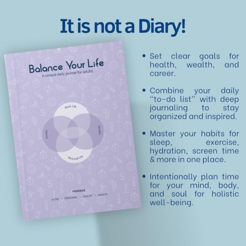 Image of Balance Your Life - 2026 Daily Journal and Planner for Adults | Work-Life Balance | Wellness & Habit Tracker | Boost Productivity | Mental Wellbeing | Undated Pages | 4-Month Program (Lavender Bloom)