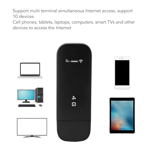 Image of Generic 4G LTE USB Portable WiFi Router, Support 10 Devices WPA WPA2 WiFi Encryption, with SIM Card Slot for Cell Phones Tablets Laptops Computers Smart TVs (Black)