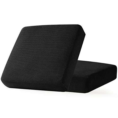 Image of CHUN YI 2PC Stretch Couch Cushion Covers, Sofa Seat Slipcovers Suitable for Armchair Loveseat Sofa with Spandex Jacquard Fabric(2pc,Black)