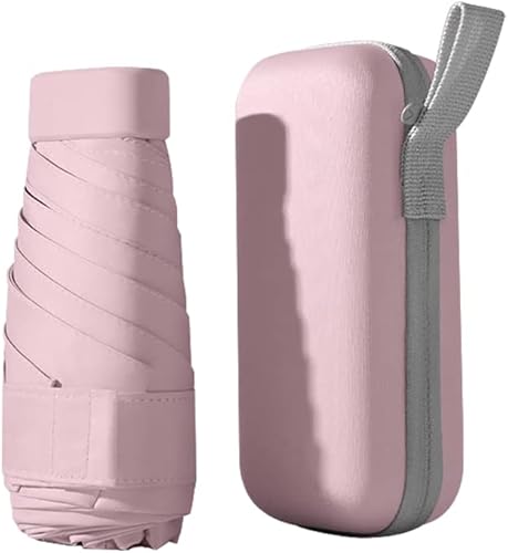 ikasus Mini paraguas con funda, paraguas de viaje portátil plegable resistente al viento, parasol ligero y resistente al viento, paraguas de sol y