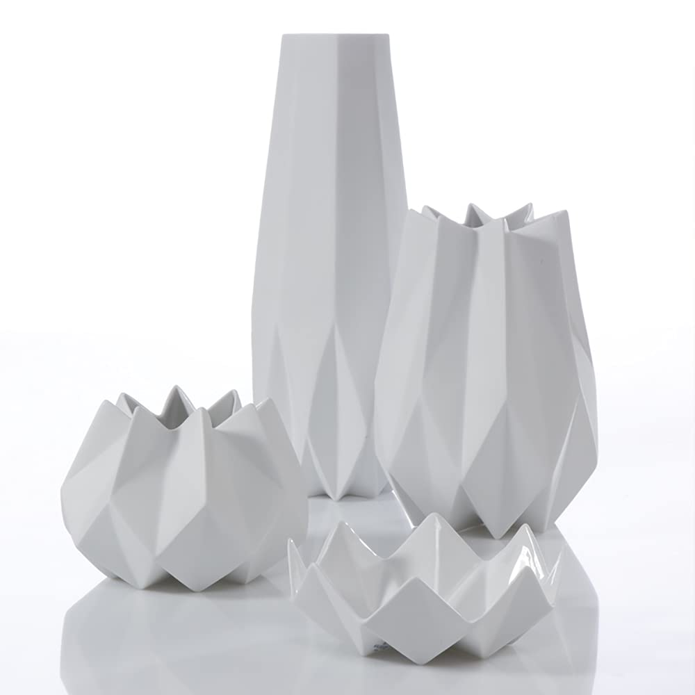 Goebel Vase Aus Porzellan – 18,5 X 18,5 X 14 Cm, Weiß, Modernes Dreieck-Design