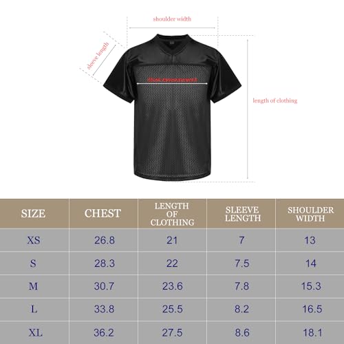 MESOSPERO Youth Football Jersey American Football Jersey Sports T-Shirt Blank Kids Football Practice Jersey (White, L)