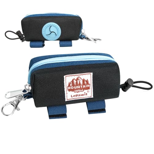Lepawit Dog Poop Bag Holder for Leash, Large-Capacity Canvas Pouch, Black