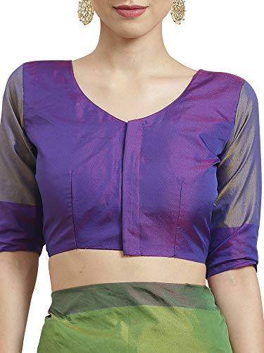Image of SAREE MALL Women's silk blend Saree with Unstitched Blouse Piece (Free size Multicolored NVTA2601)